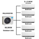 Midea Multi Split Heat Pumps Combo - 10.5 kW Outdoor Unit MULMI0511B + Indoor Units