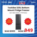 Toshiba 325L Bottom Mount Fridge Freezer Morandi Grey